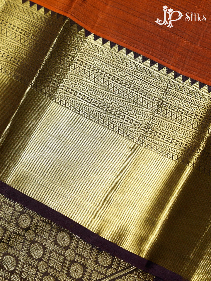 Rust Orange and Brown Kanchipuram Silk Saree - G378 “View4”