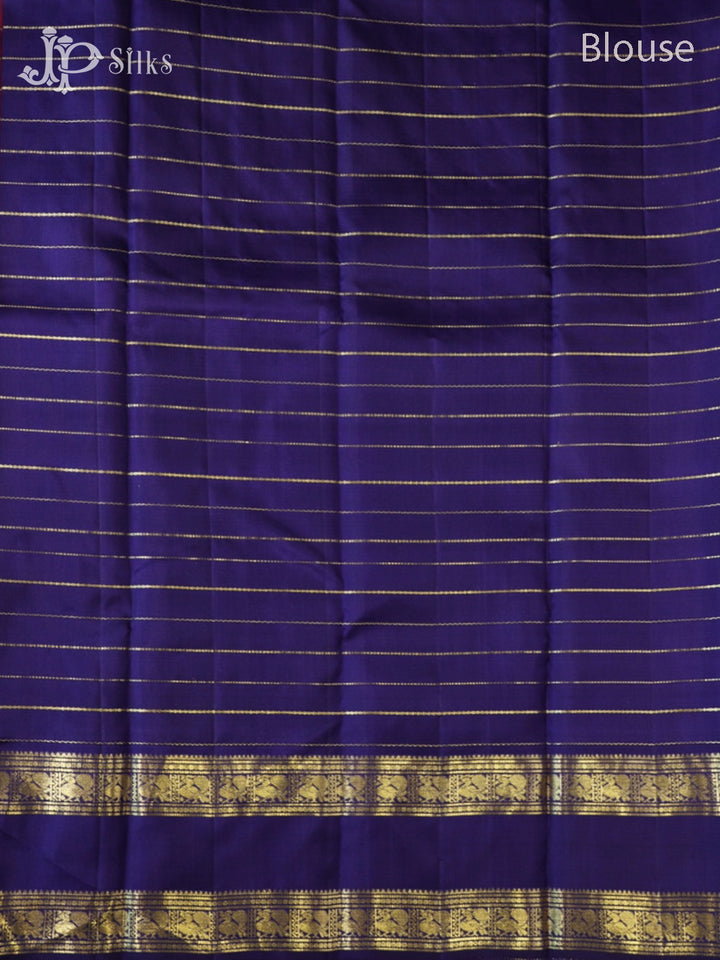 Red Purple & Deep Indigo Blue Kanchipuram Silk Saree - G855