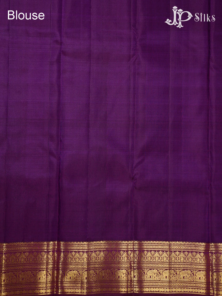 Dual Shade of Pink and Deep Purple Kanchipuram Silk Saree - G362 “View9”