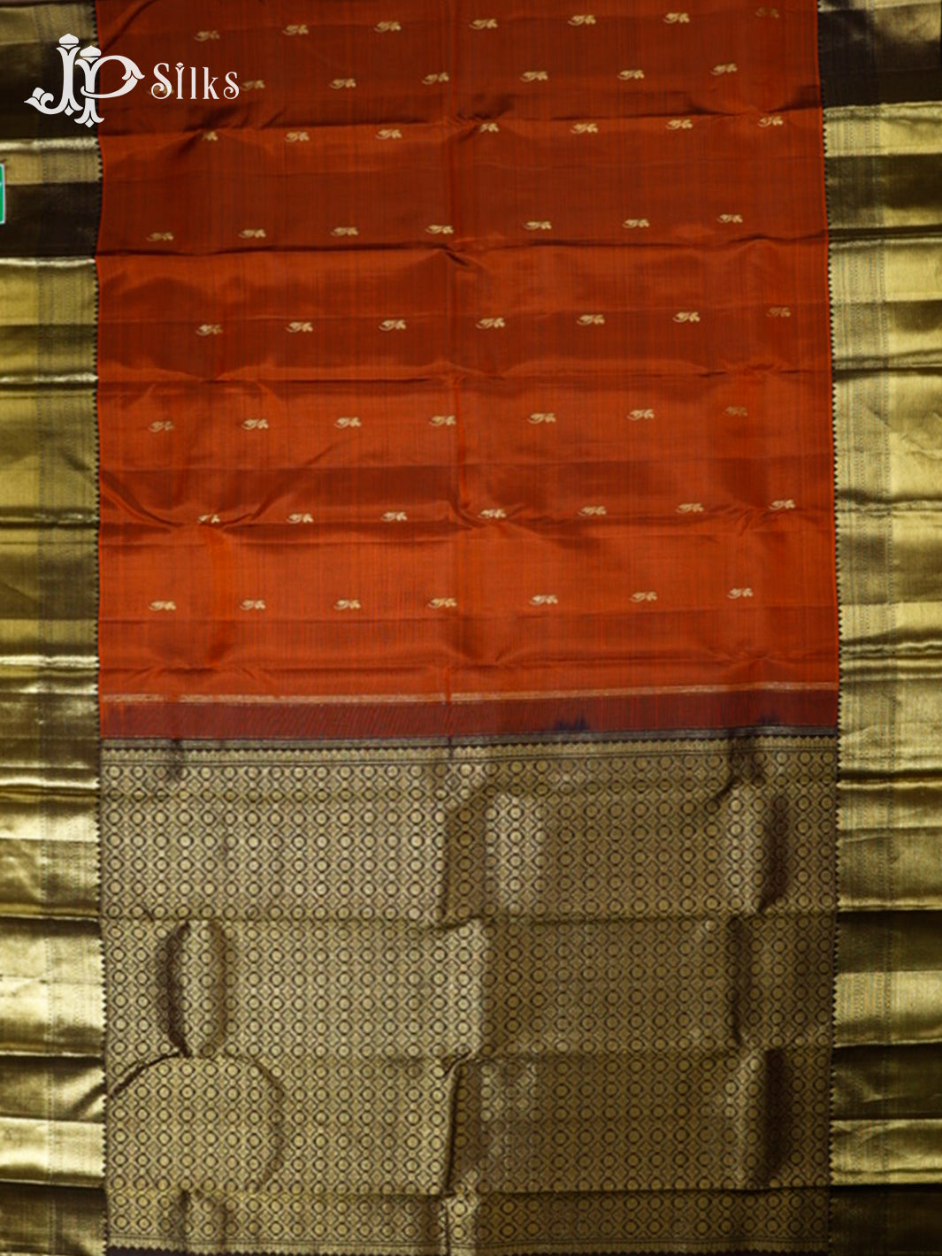 Rust Orange and Brown Kanchipuram Silk Saree - G378 “View2”