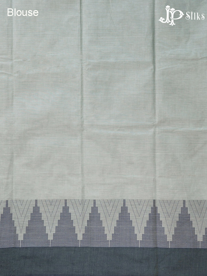 Light Blue Grey Chettinad Cotton Saree - F2721