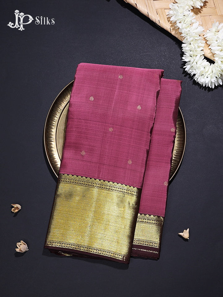 Dark Onion Pink & Brown Kanchipuram Silk Saree - G871