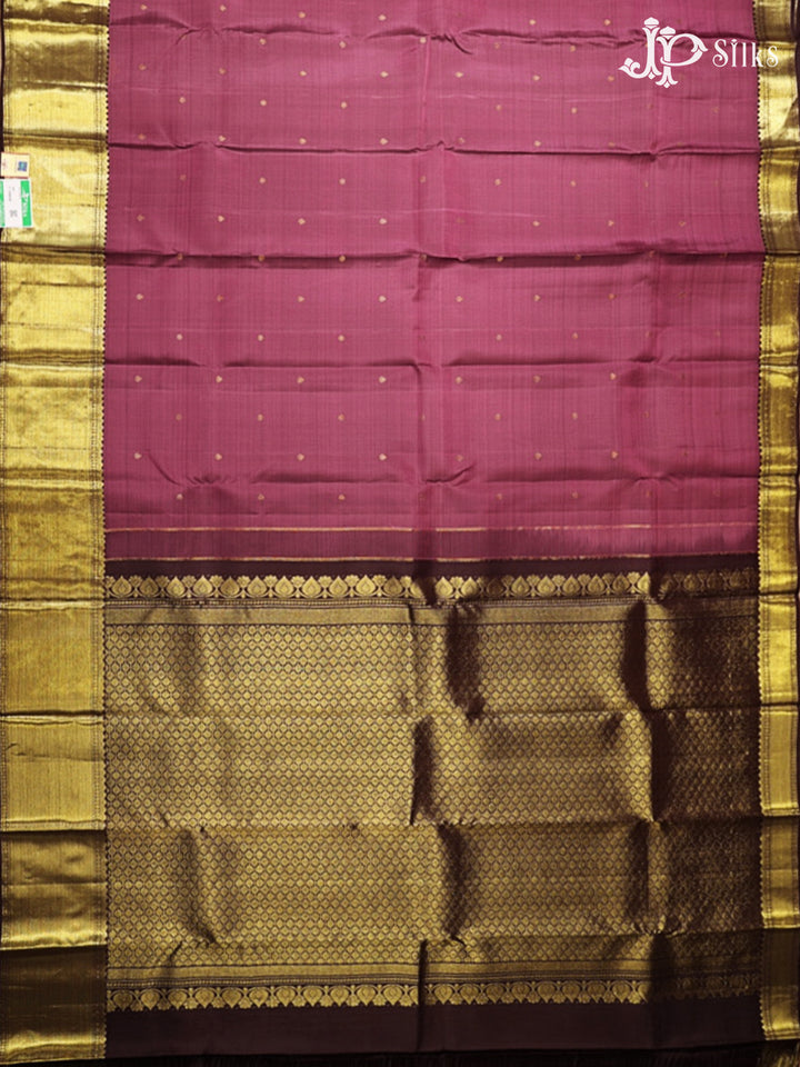 Dark Onion Pink & Brown Kanchipuram Silk Saree - G871
