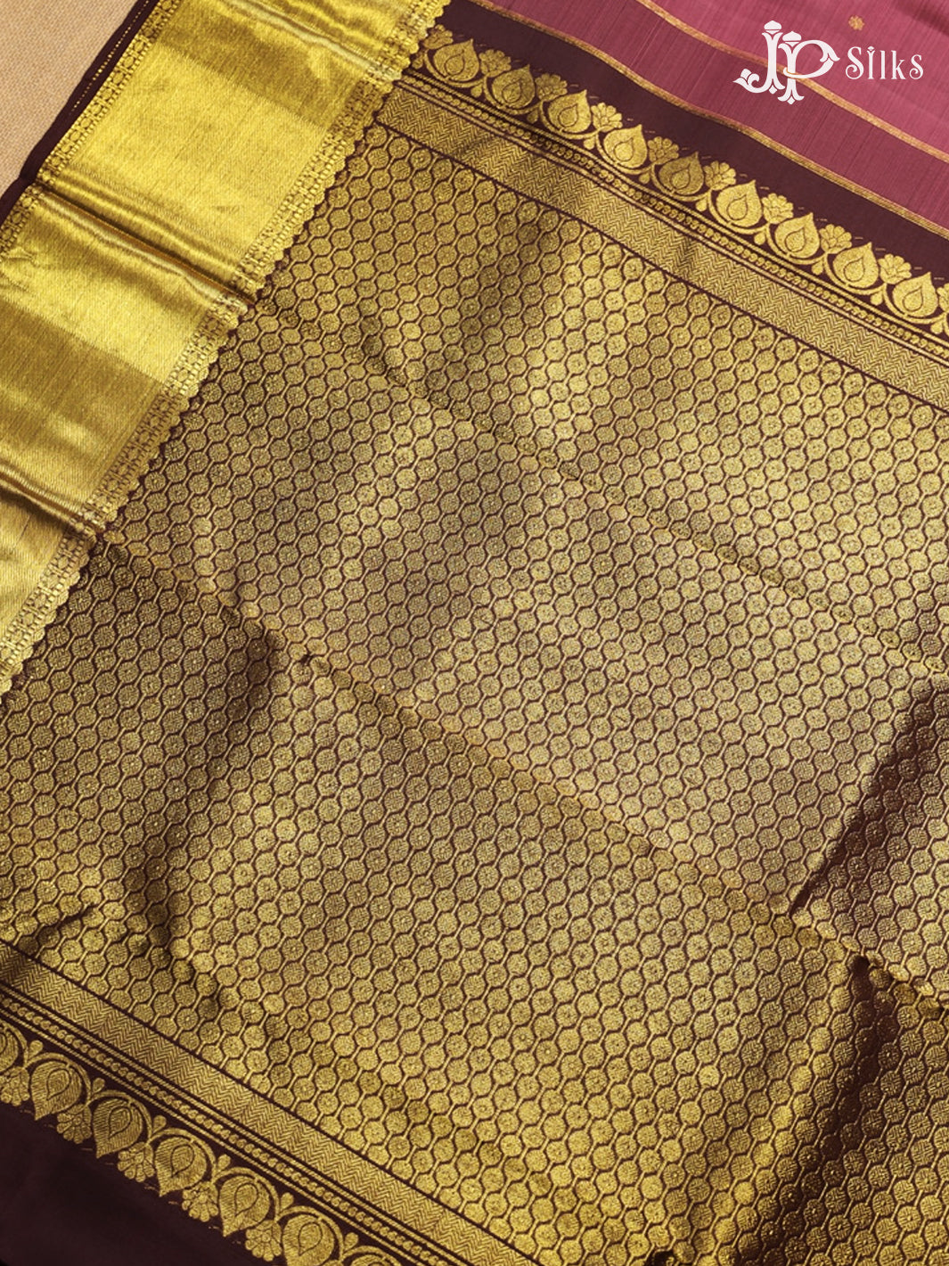 Dark Onion Pink & Brown Kanchipuram Silk Saree - G871