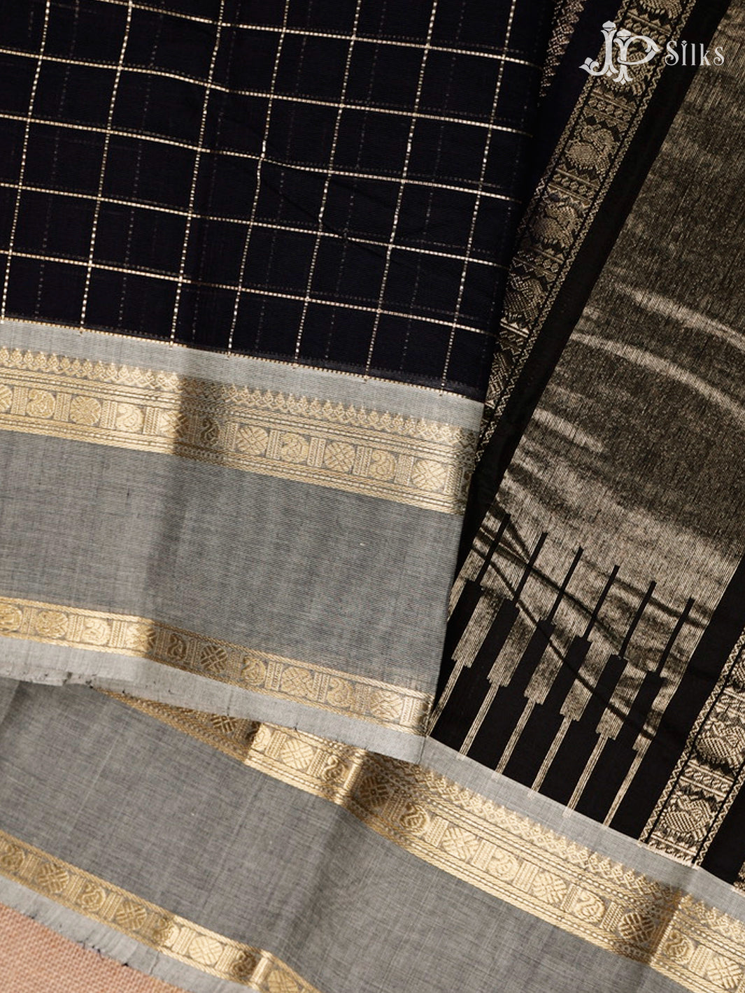 Black Kanchi Cotton Saree - F3642