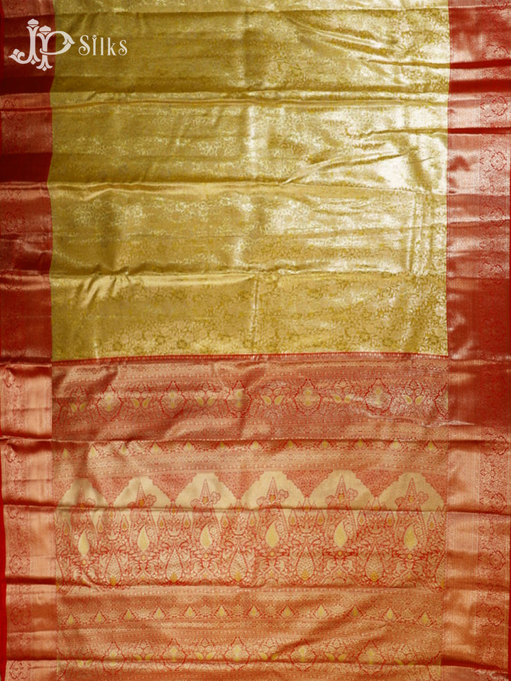 Yellow and Red Art Silk Saree - H16