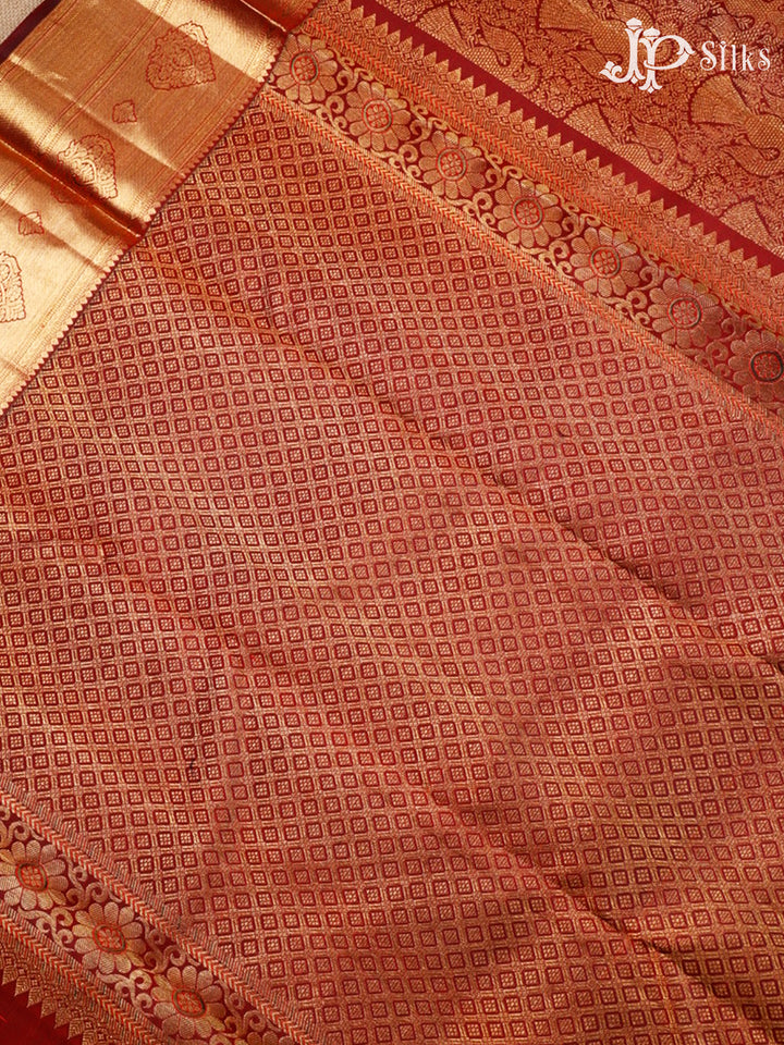 Dark Maroon Bridal Kanchipuram Silk Saree - G209