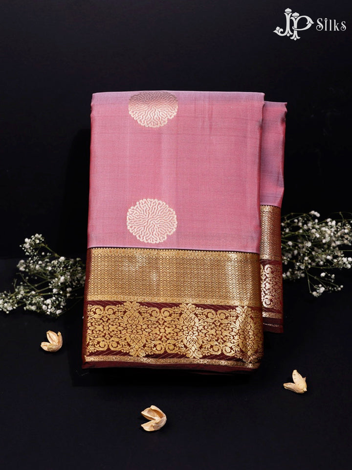 Dark Mauve and Brown Pure Silk Mixed Saree - G387