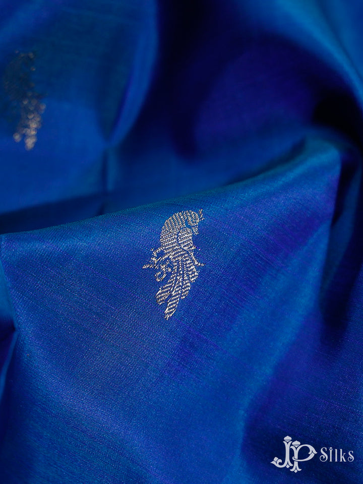 Peacock Blue & Purple Kanchipuram Pure Silk Saree - F7