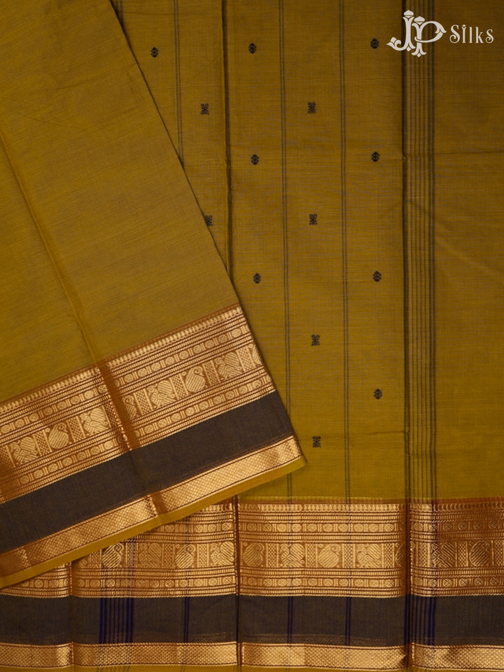Dark Mustard And Light Maroon Theni Cotton Saree - G95