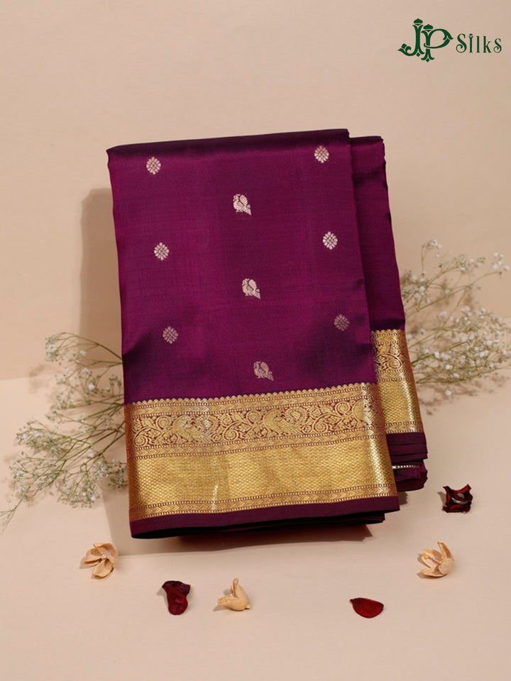 Wine Pure Silk Mixed Saree - G323