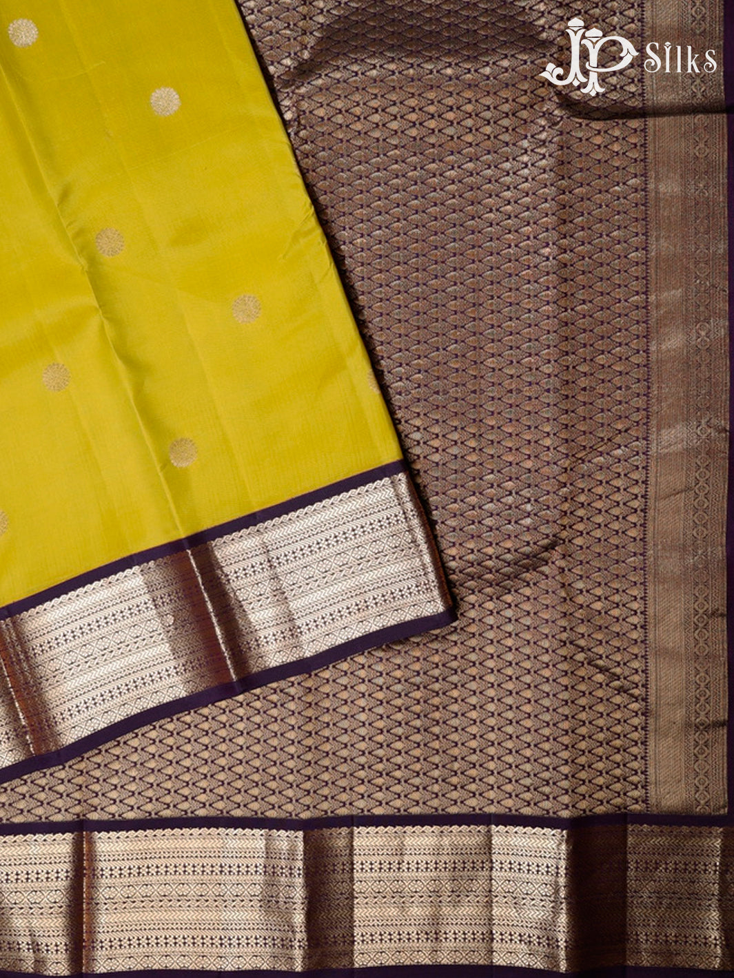 Lemon Green and Violet Pure Silk Mixed Saree - G372