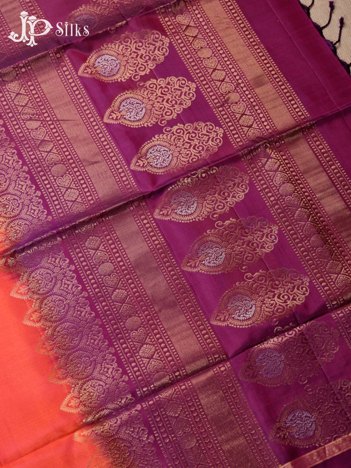 Rust Orange & Deep Purple Soft Silk Saree - G822-view5