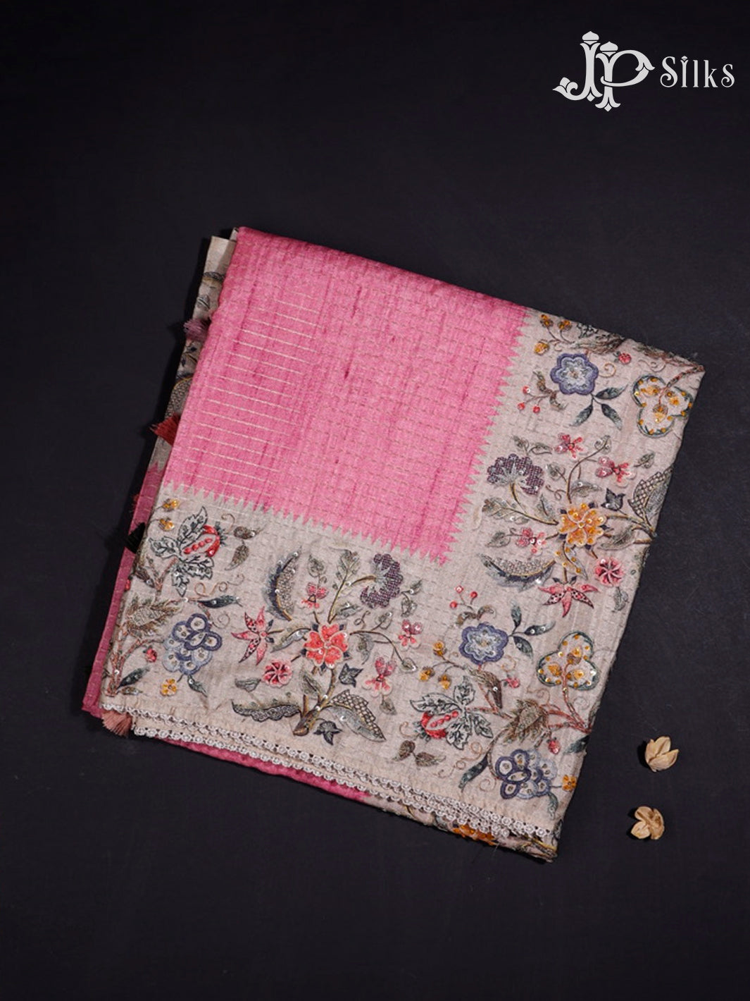 Onion Pink Semi Tussar saree -G611-view1