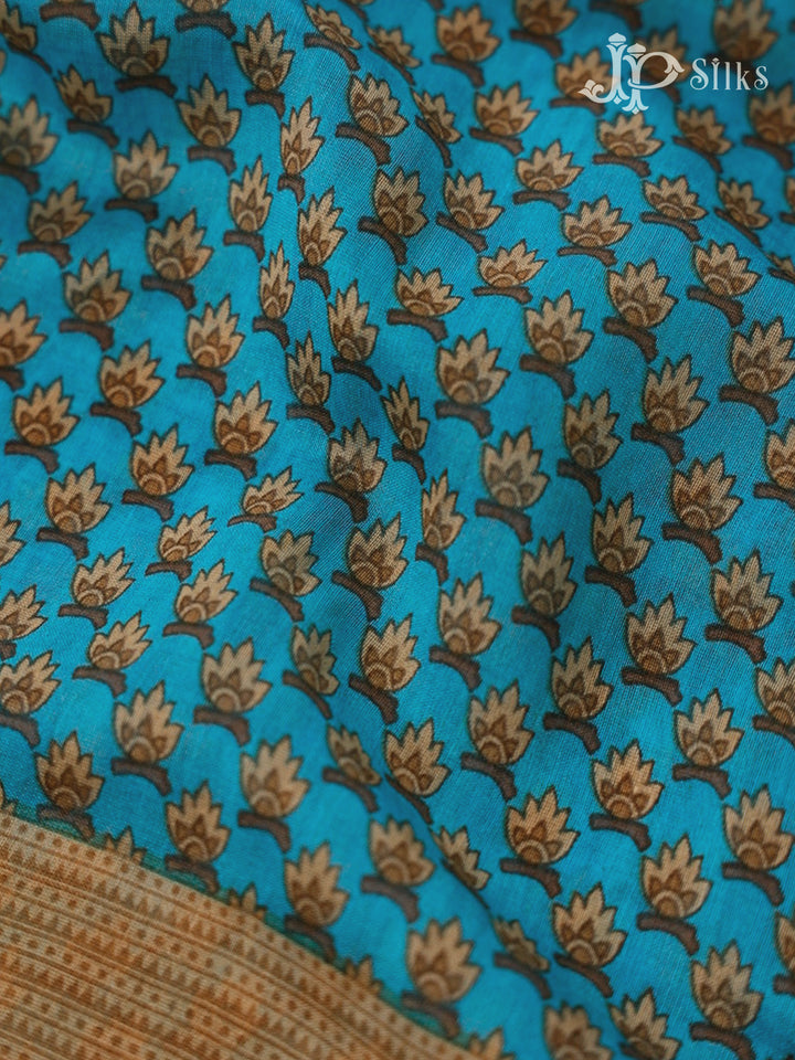 Sky Blue Semi Chanderi Saree - D429