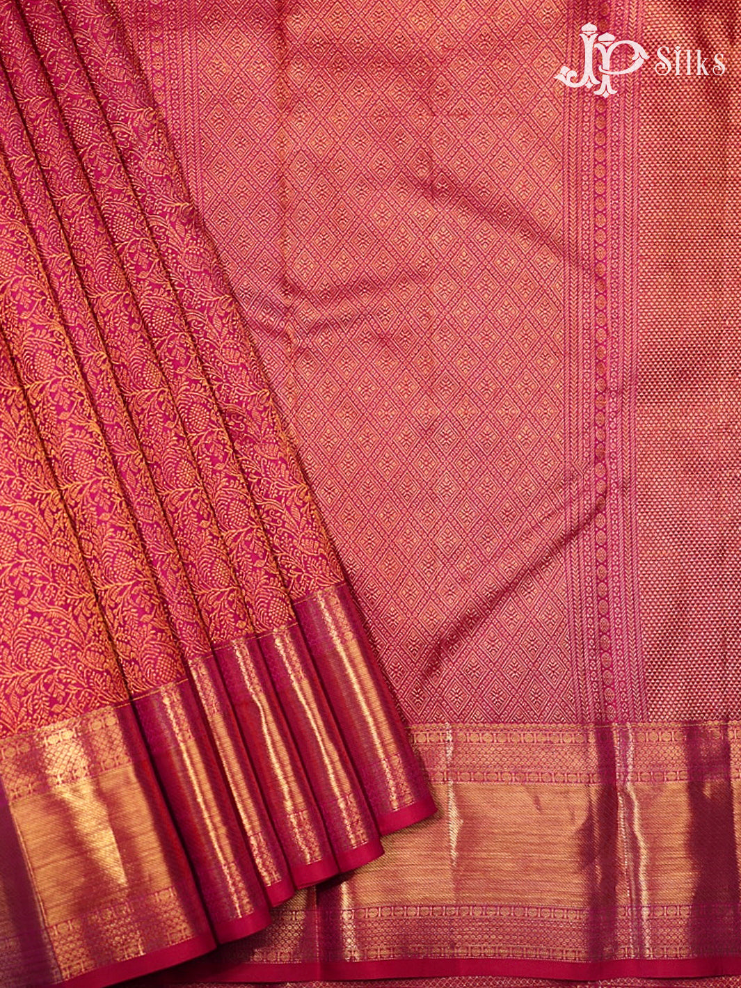 Reddish Pink Kanchipuram Silk Saree - G859