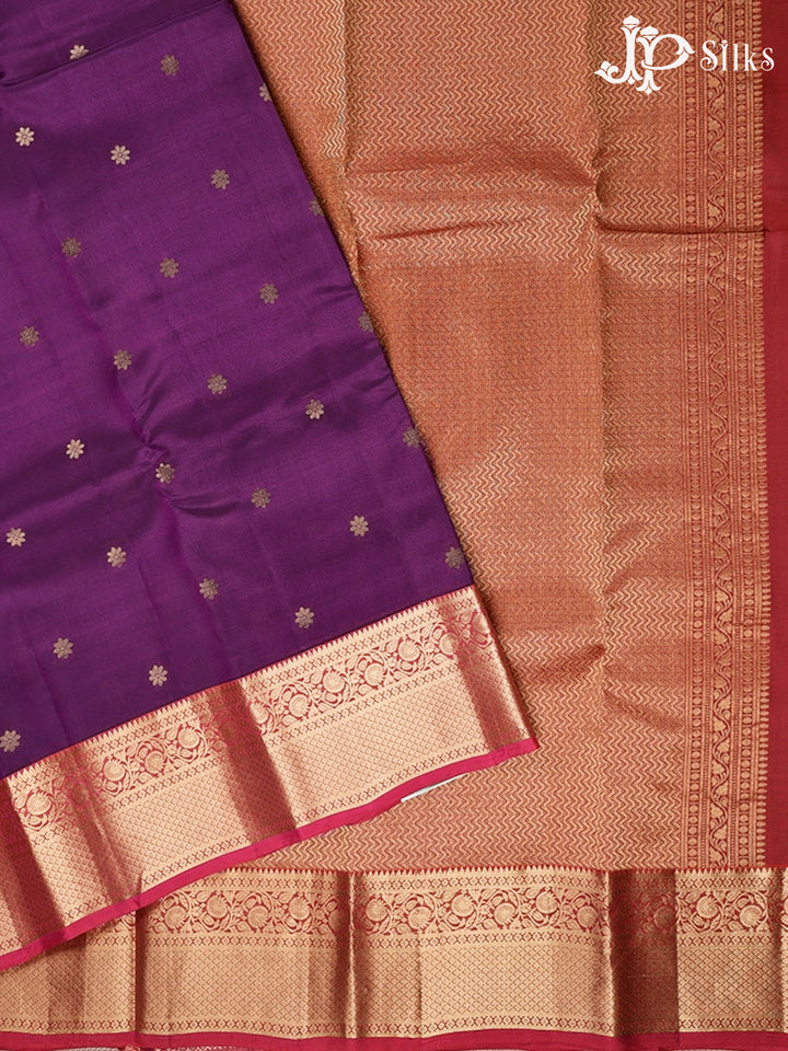 Purple And Pink Pure Silk Mixed Saree - G58