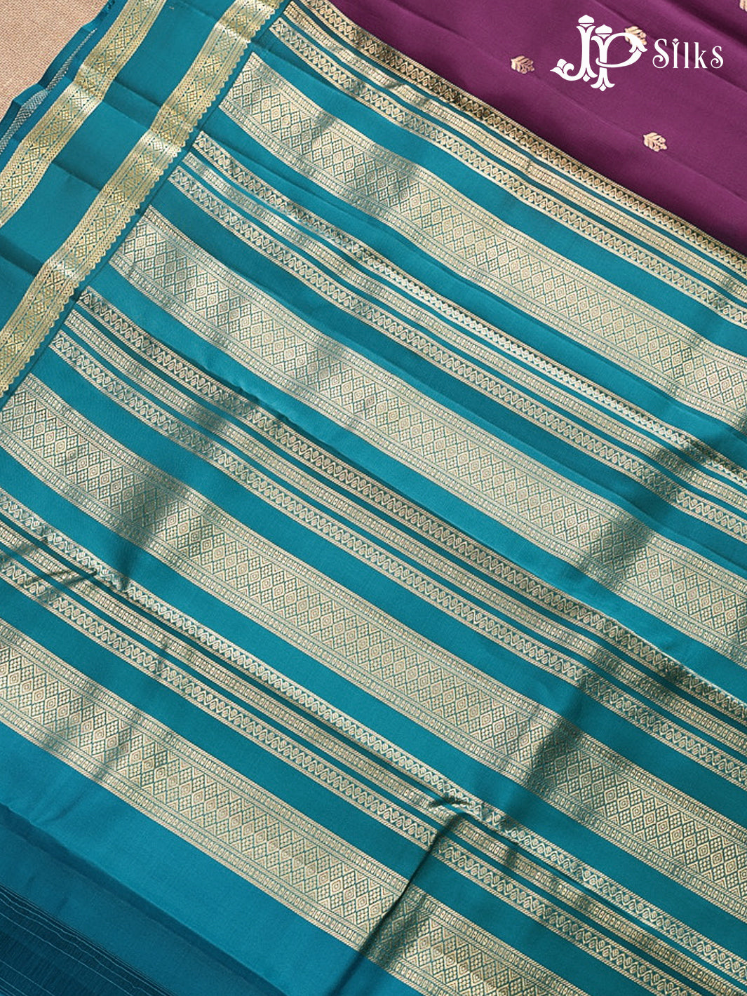Deep Purple & Teal Green Pure Silk Mix Saree - G944