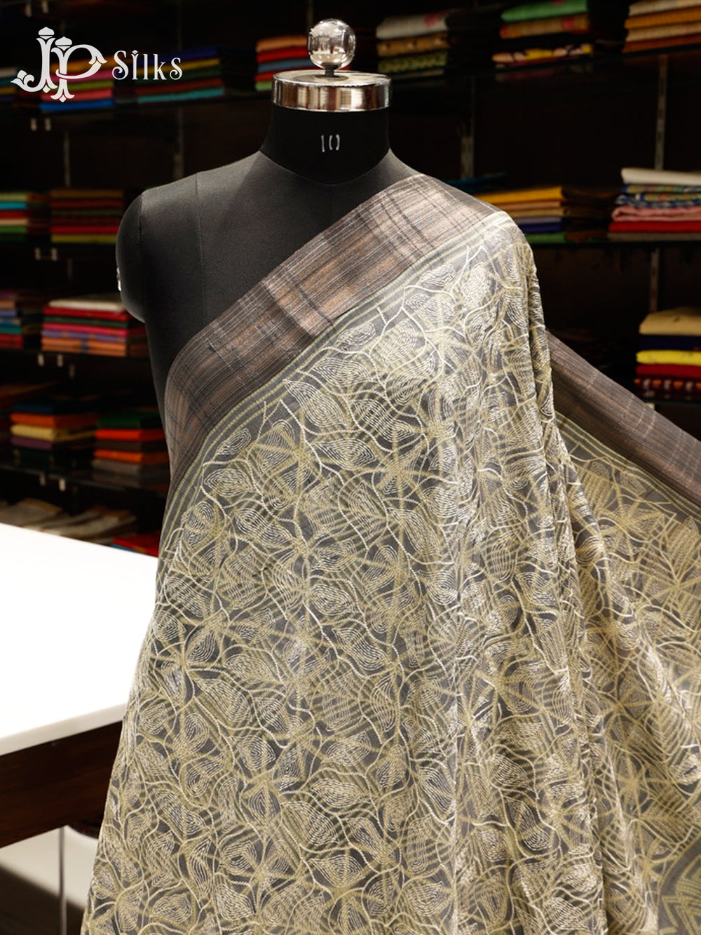 Grey Semi Tussar Saree - E2676-view2