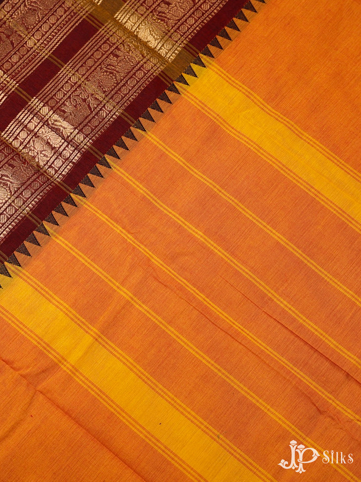 Rust Orange Cotton Saree - G110
