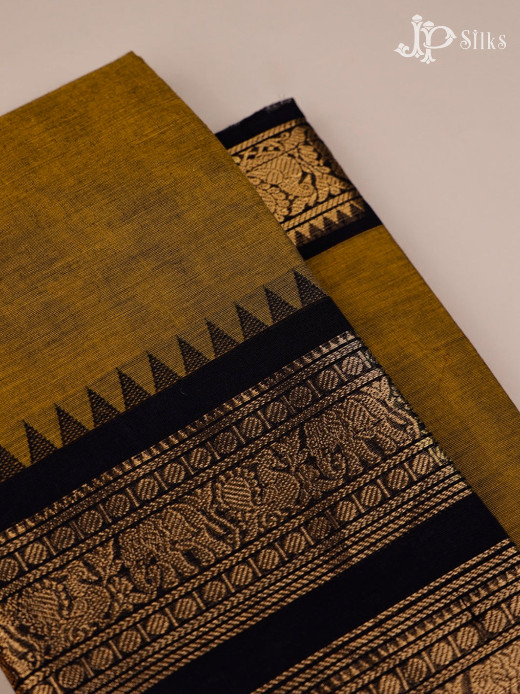 Mehendi Green Black Border Cotton Saree - G109