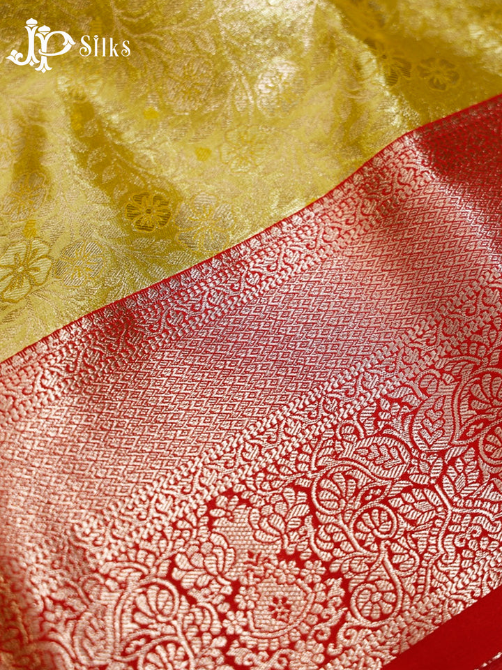 Yellow and Red Art Silk Saree - H16