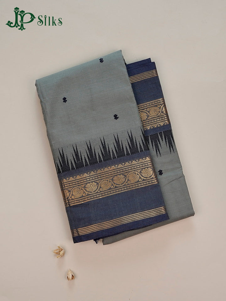 Pastel Grey And Dark Grey Theni Cotton Saree - G104