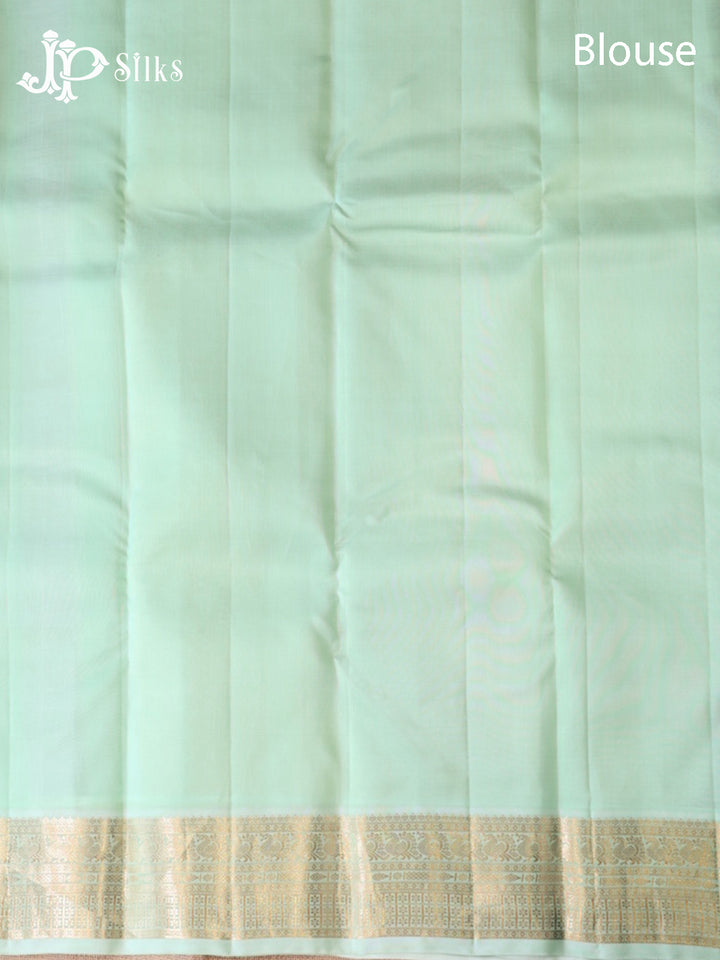 Deep Violet & Pastel Green Pure Silk Mix Saree - G946
