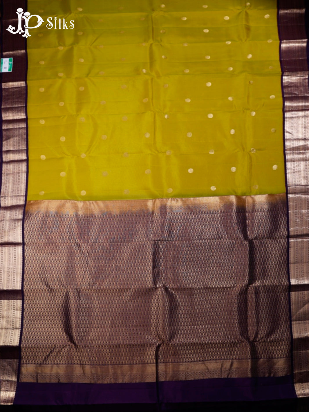 Lemon Green and Violet Pure Silk Mixed Saree - G372