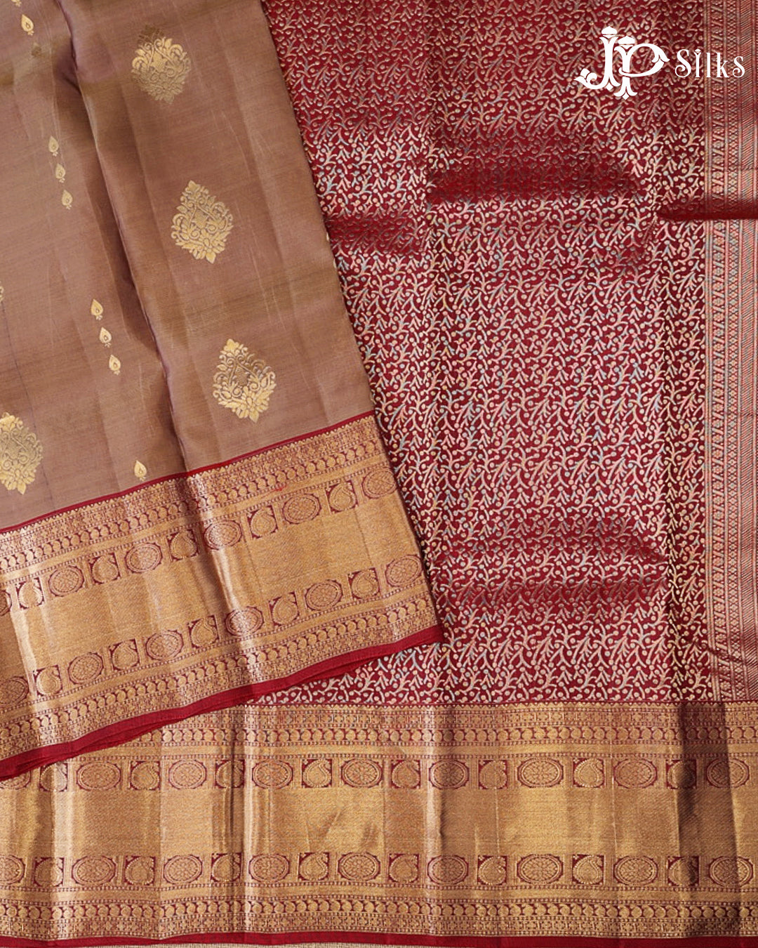 Pastel Brown & Maroon Pure Silk Mix Saree - G932