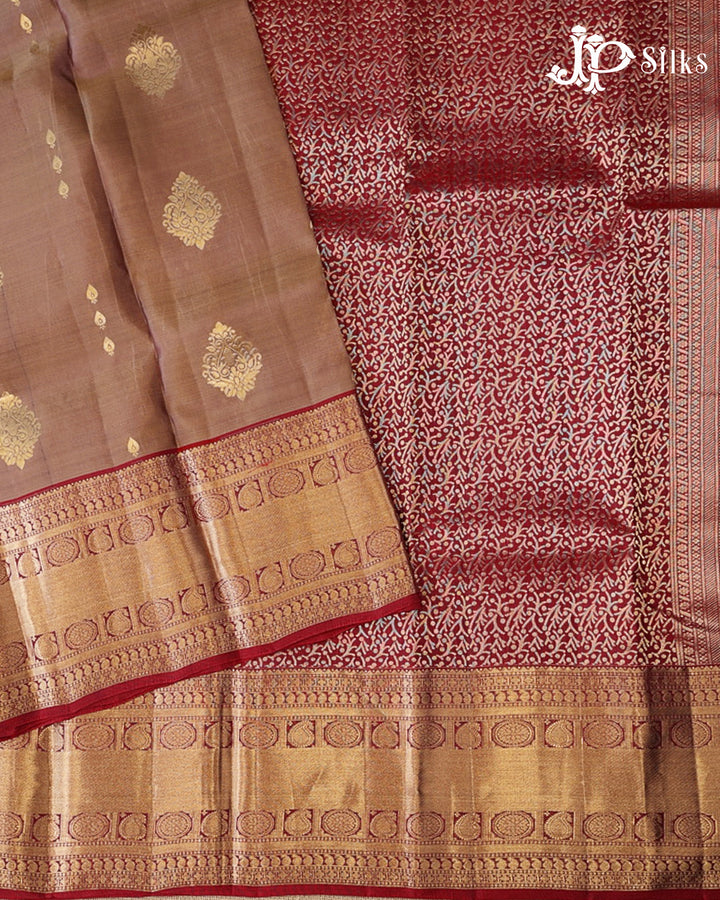 Pastel Brown & Maroon Pure Silk Mix Saree - G932
