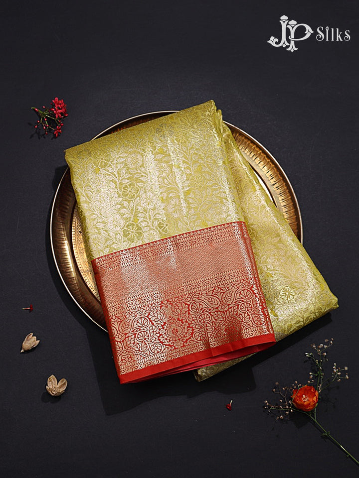 Yellow and Red Art Silk Saree - H16