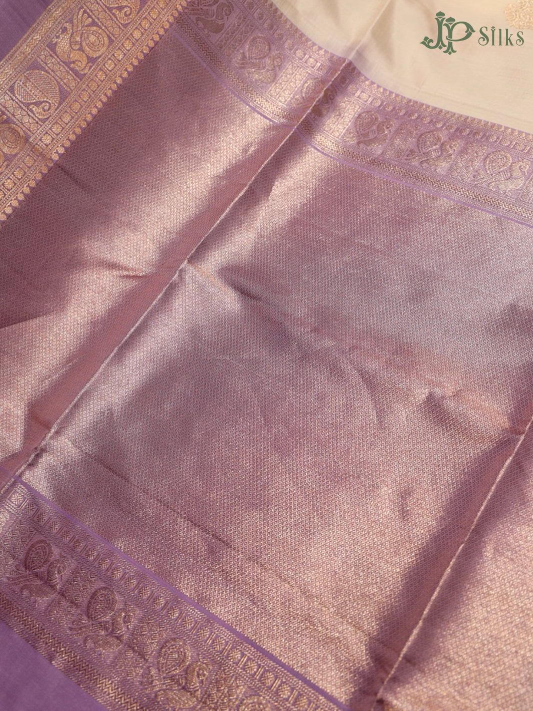 Milk White and Light Lavender Soft Silk Saree - G356