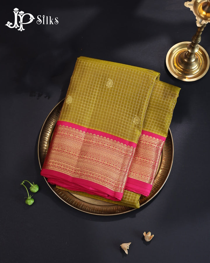 Mehandi Green & Rani Pink Pure Silk Mix Saree - G937