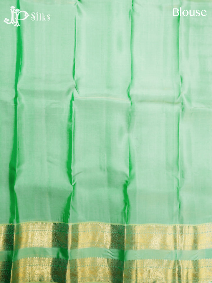 Bottle Green & Pastel Green Pure Silk Mix Saree - H24