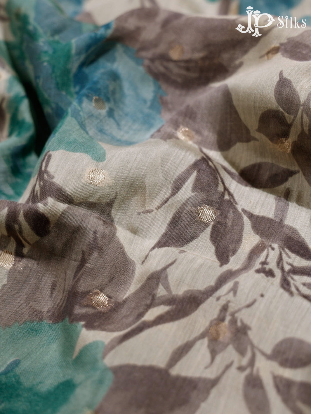 White & Blue Jay Semi Chanderi Saree - G557-view4