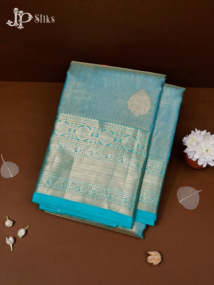 Pastel Blue Kanchipuram Tissue Fancy Silk Saree - F3570