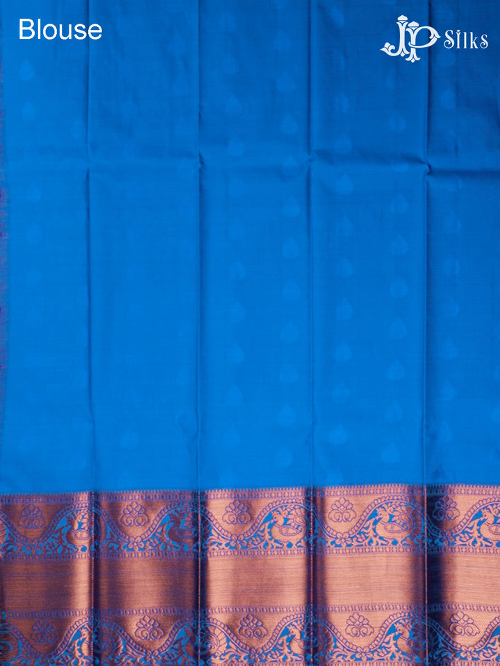 Dual Shade Orange And Blue Art Silk Saree - E4889