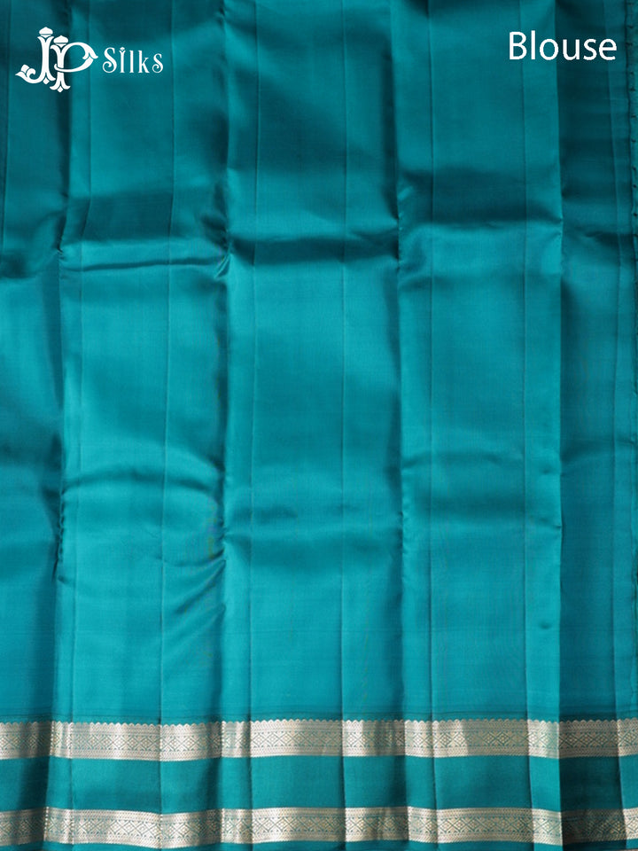 Deep Purple & Teal Green Pure Silk Mix Saree - G944