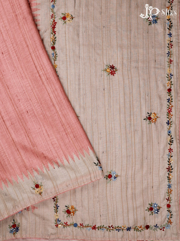 Light Peach And Beige Semi Tussar Saree - G30
