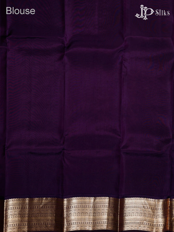 Lemon Green and Violet Pure Silk Mixed Saree - G372