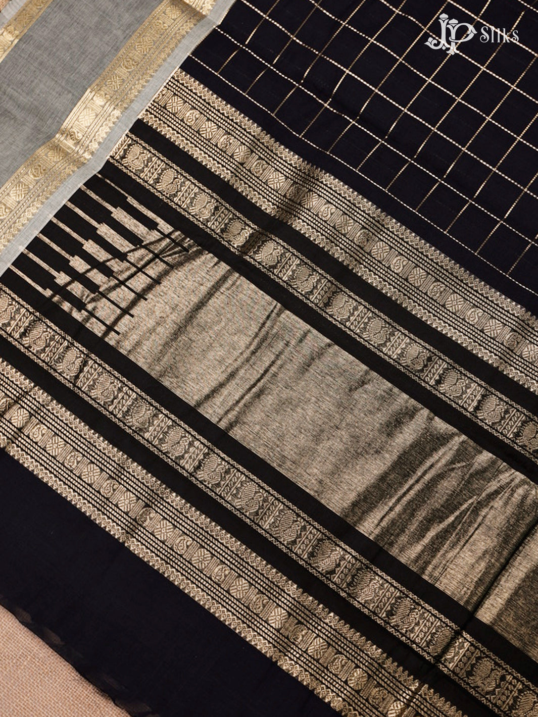 Black Kanchi Cotton Saree - F3642