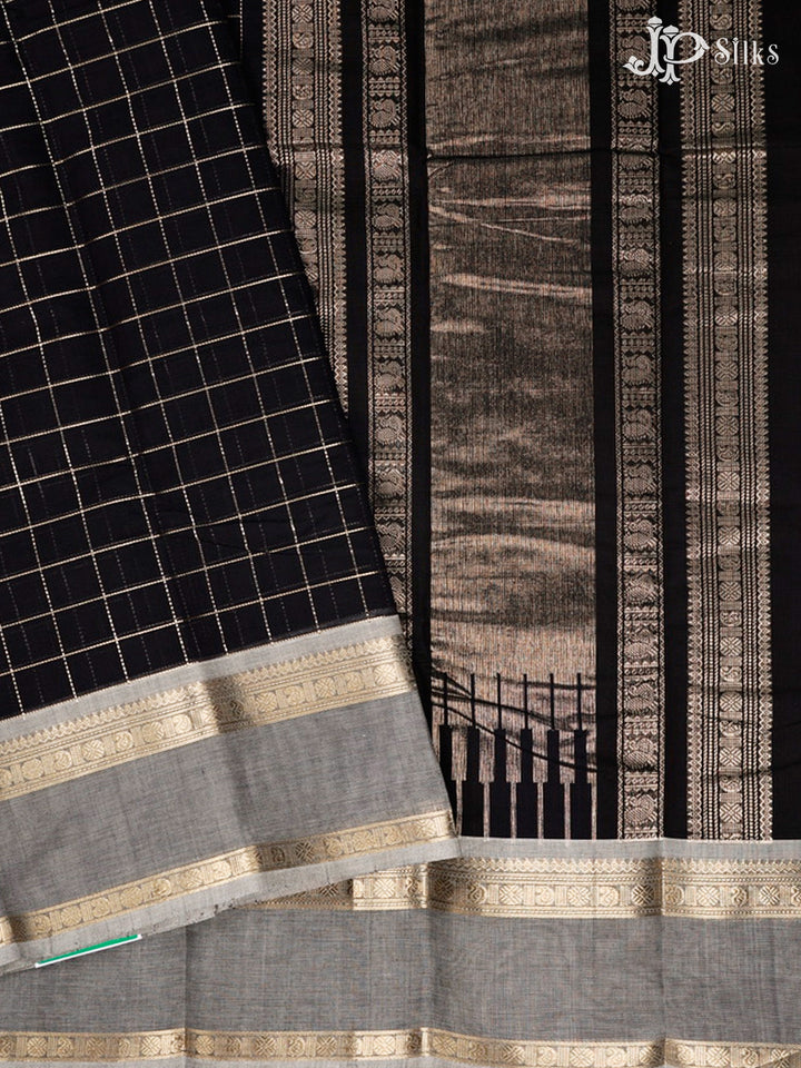 Black Kanchi Cotton Saree - F3642