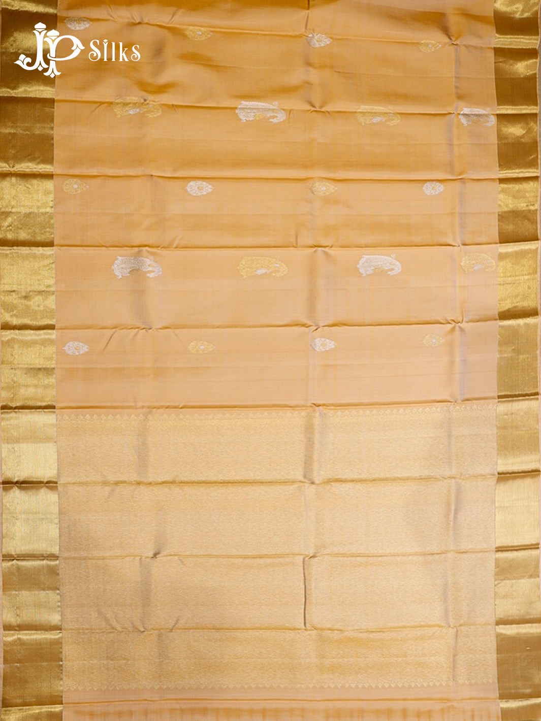 Cream Gold Kanchipuram Pure Silk Saree - E4997