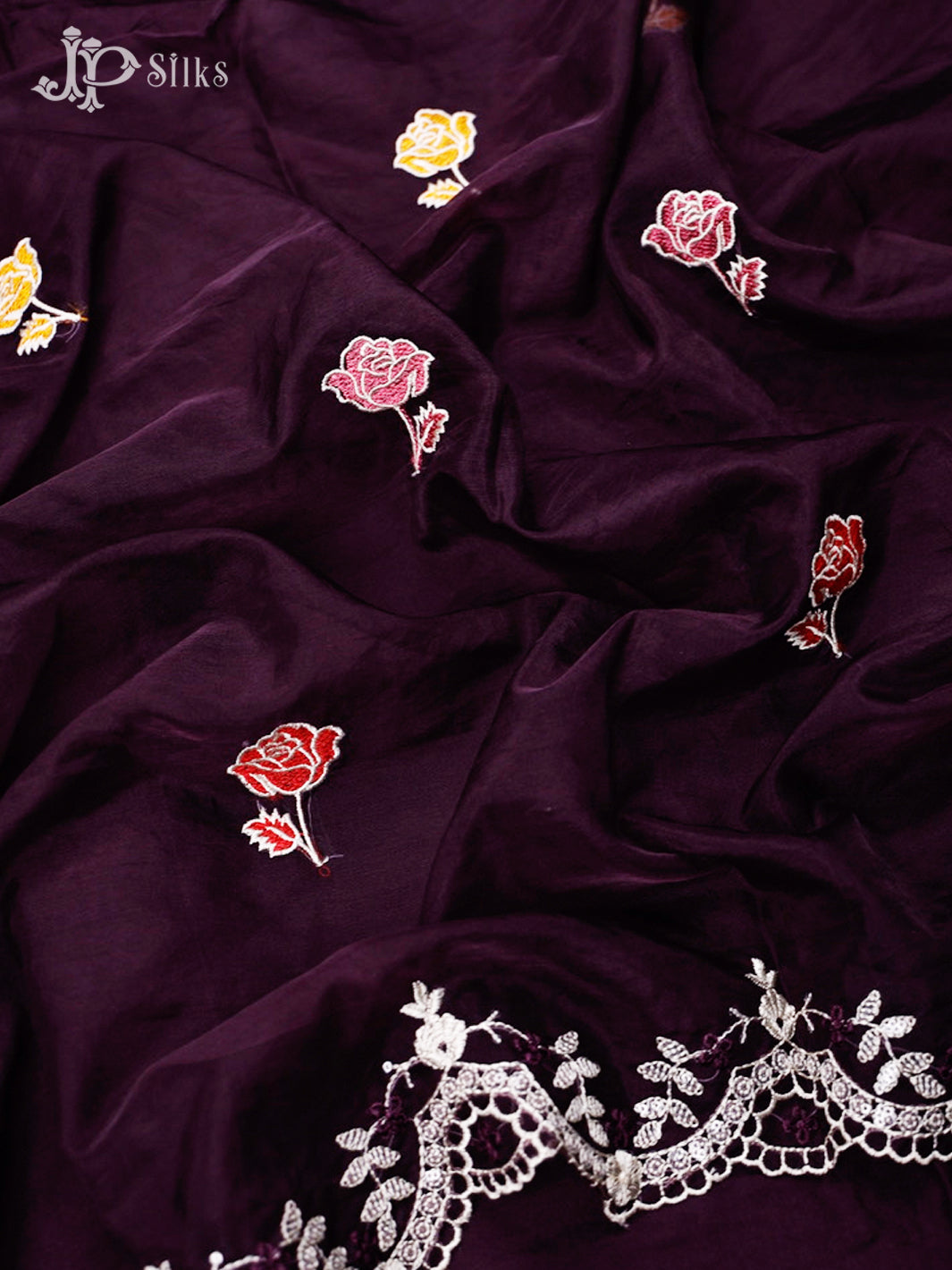 Deep Purple Thread Work Salwar Suit Material - E4601