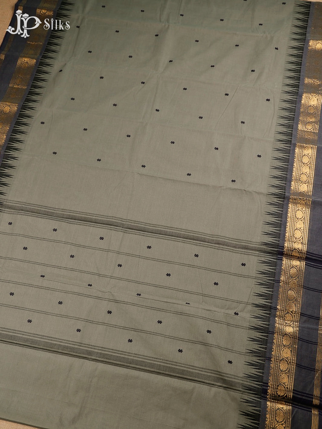 Pastel Grey And Dark Grey Theni Cotton Saree - G104