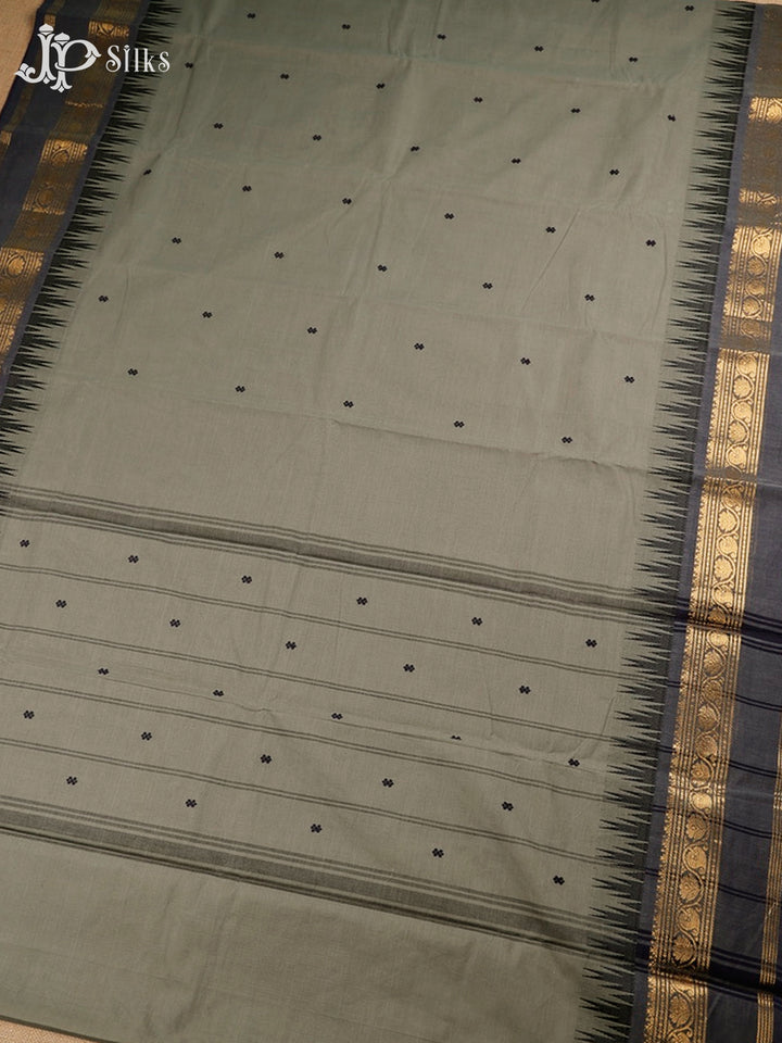 Pastel Grey And Dark Grey Theni Cotton Saree - G104