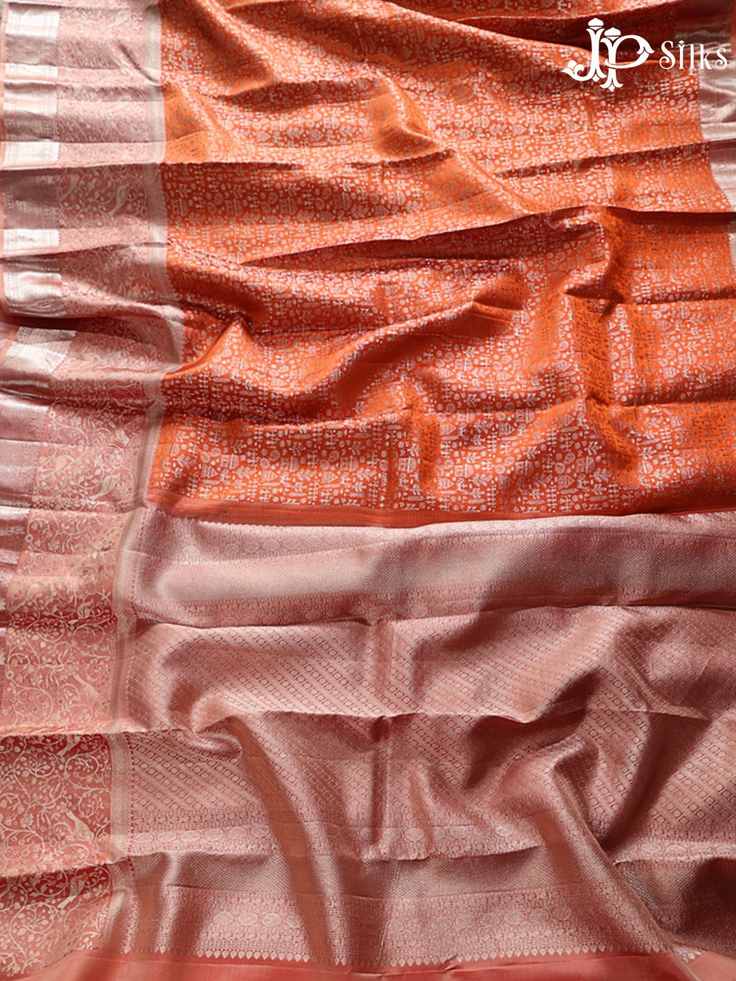 Orange & Peachy Pink Kanchipuram Silk Saree - G852