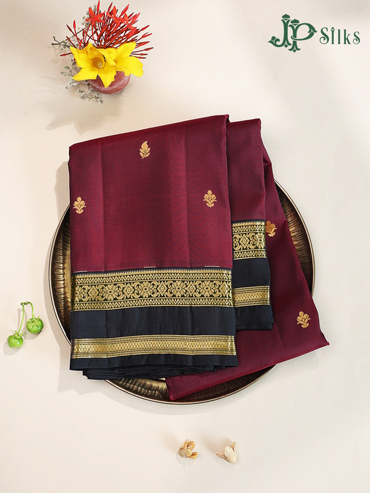 Dark Grapes & Black Pure Silk Mix Saree - G925