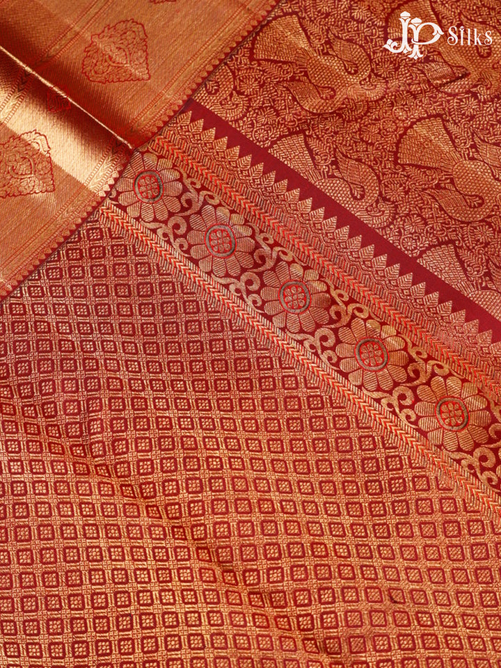 Dark Maroon Bridal Kanchipuram Silk Saree - G209